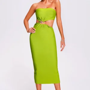 Icey Strapless Midi Bandage Dress