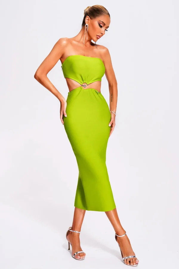 Icey Strapless Midi Bandage Dress - Image 3