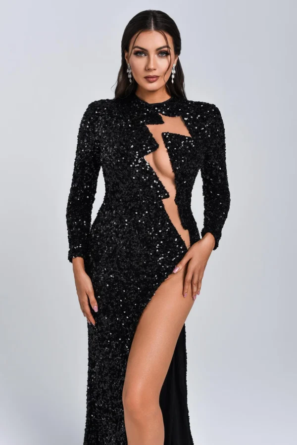 Rebeka Sequin Slit Maxi Dress - Image 4