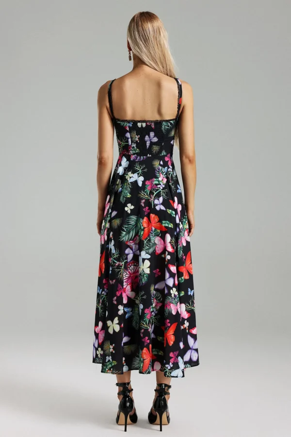 Zade Butterfly Printed Slits Maxi Dress – Floral - Image 3