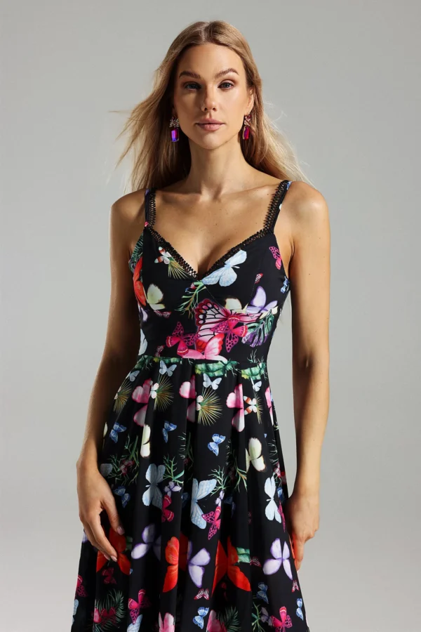 Zade Butterfly Printed Slits Maxi Dress – Floral - Image 2