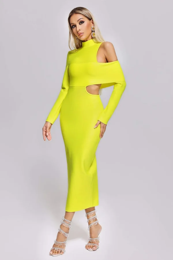 Zalca Cutout Maxi Bandage Dress – Yellow