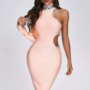 Conry One Shoulder Cutout Midi Bandage Dress
