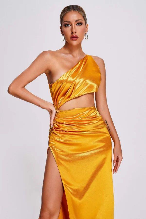 Euen One Shoulder Satin Maxi Dress - Image 2