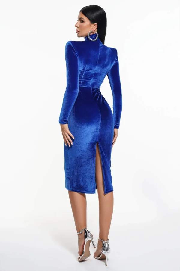 Corsetted Velvet Midi Dress - Image 4