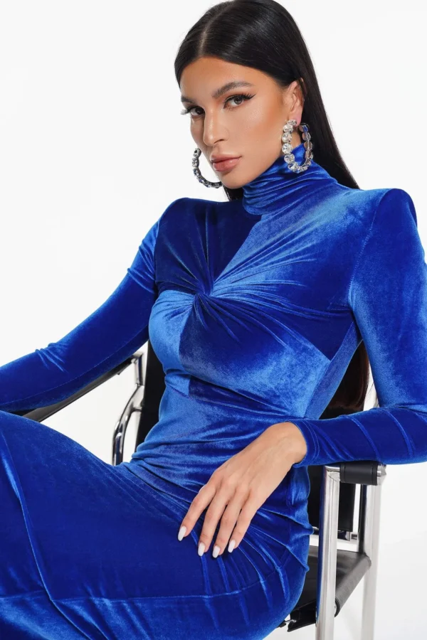 Corsetted Velvet Midi Dress - Image 3