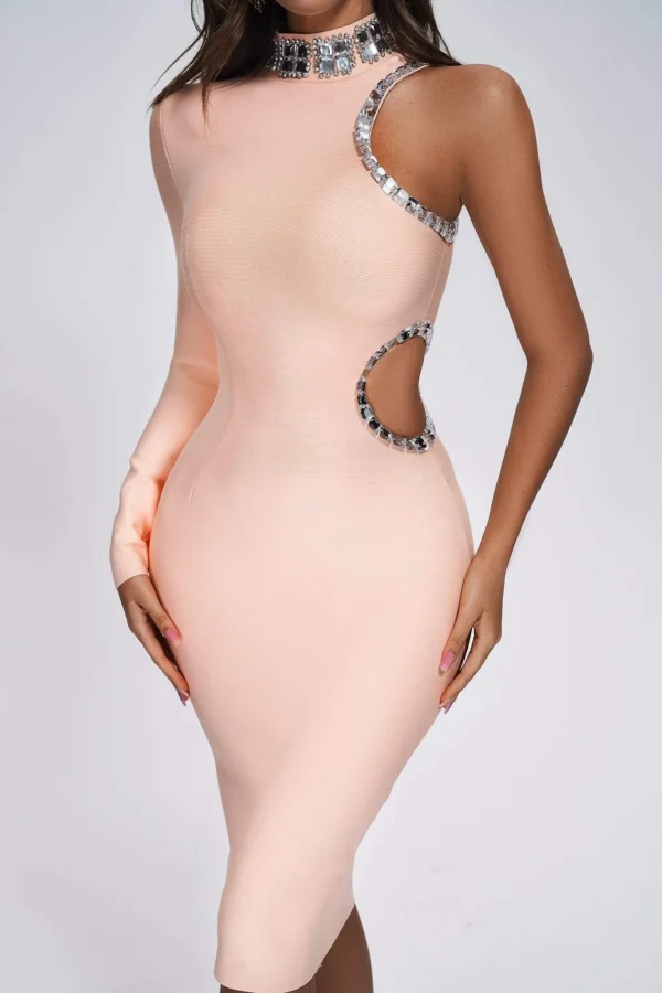 Conry One Shoulder Cutout Midi Bandage Dress - Image 2