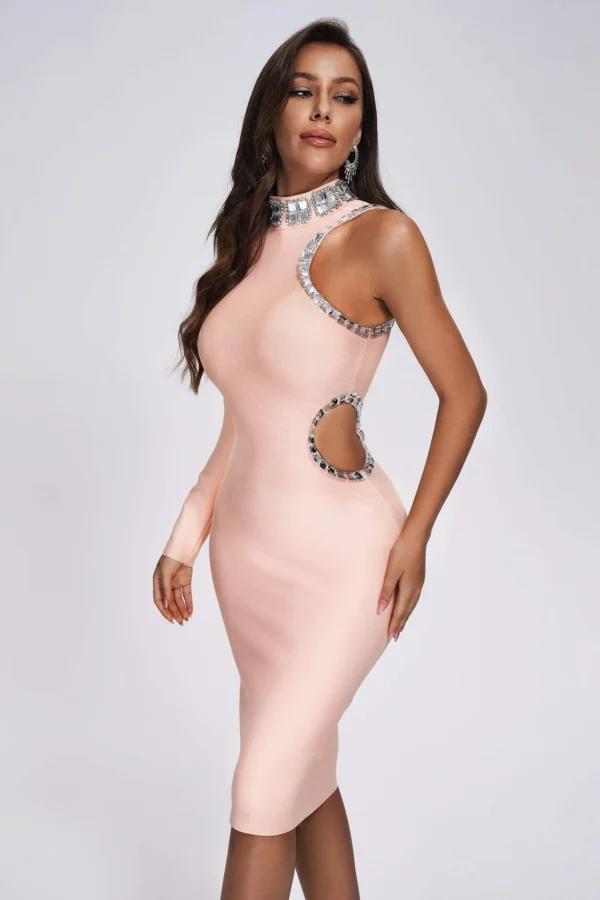 Conry One Shoulder Cutout Midi Bandage Dress - Image 3
